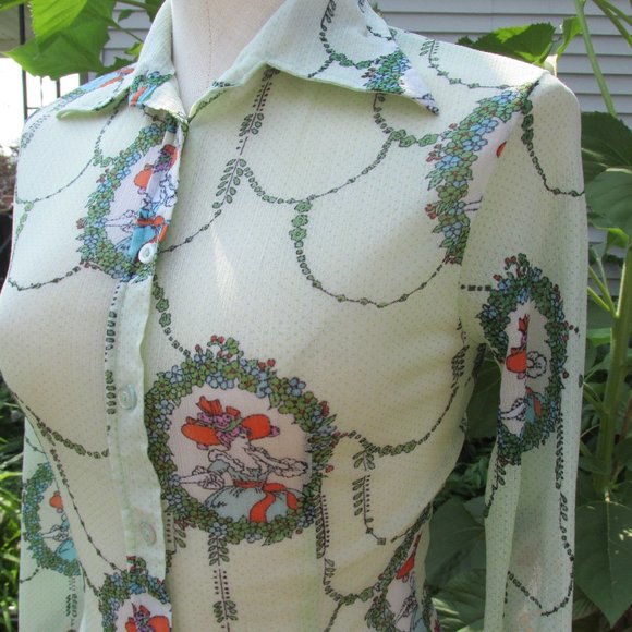 Vintage 70s Green Blouse - Picture 2 of 4